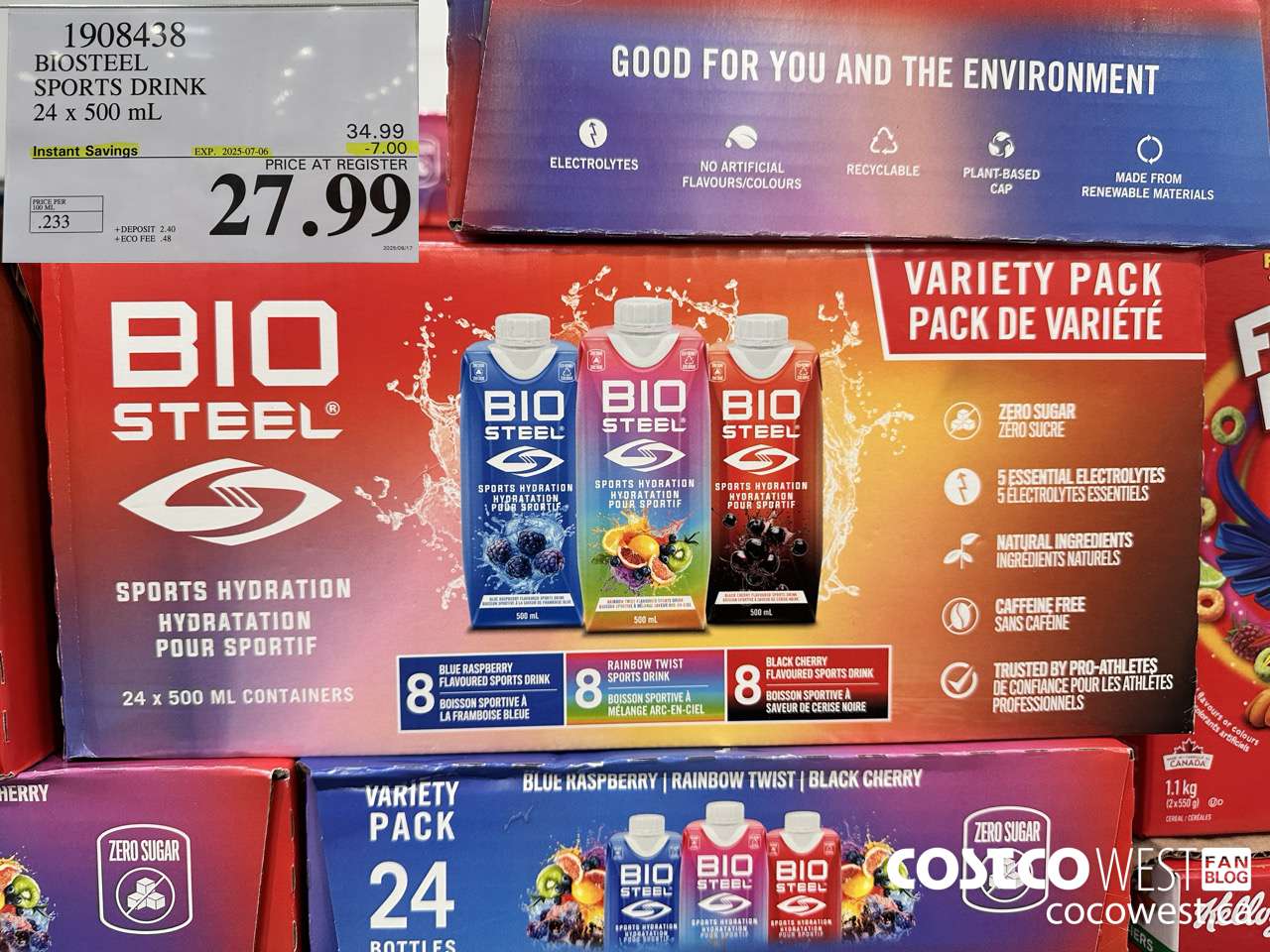 1908438 BIOSTEEL SPORTS DRINK 24 X 500ML ($7.00 INSTANT SAVINGS EXPIRES ON 2025-07-06) $27.99