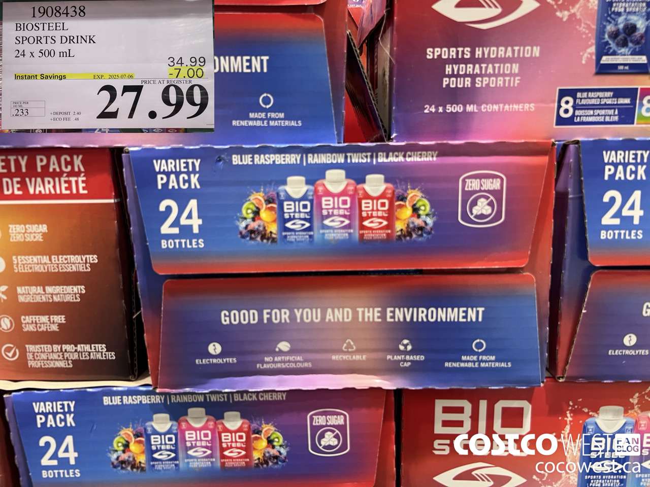 1908438 BIOSTEEL SPORTS DRINK 24 X 500ML ($7.00 INSTANT SAVINGS EXPIRES ON 2025-07-06) $27.99
