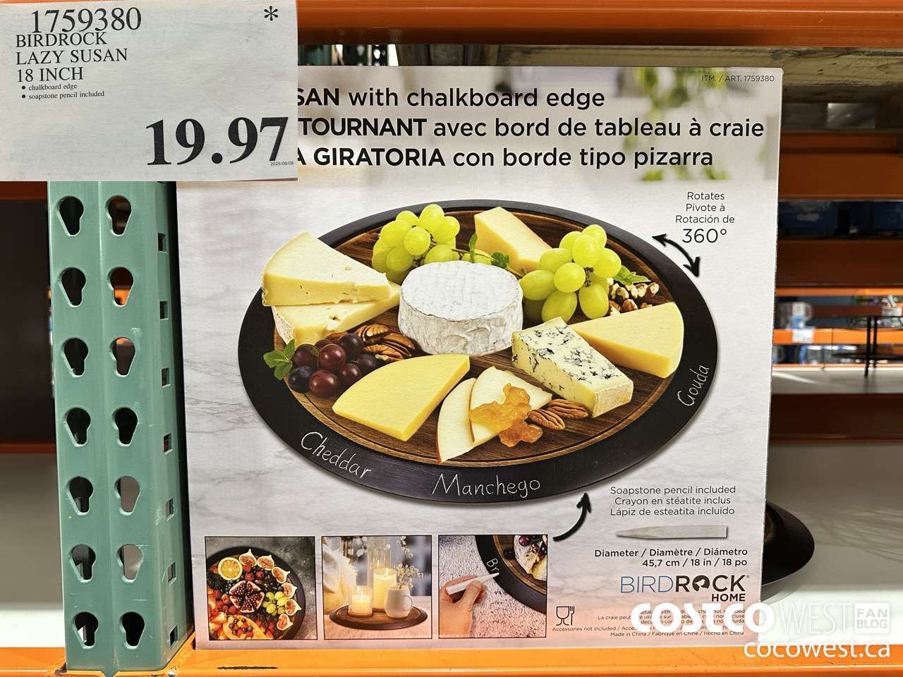 1759380 BIRDROCK LAZY SUSAN 18 INCH $19.97