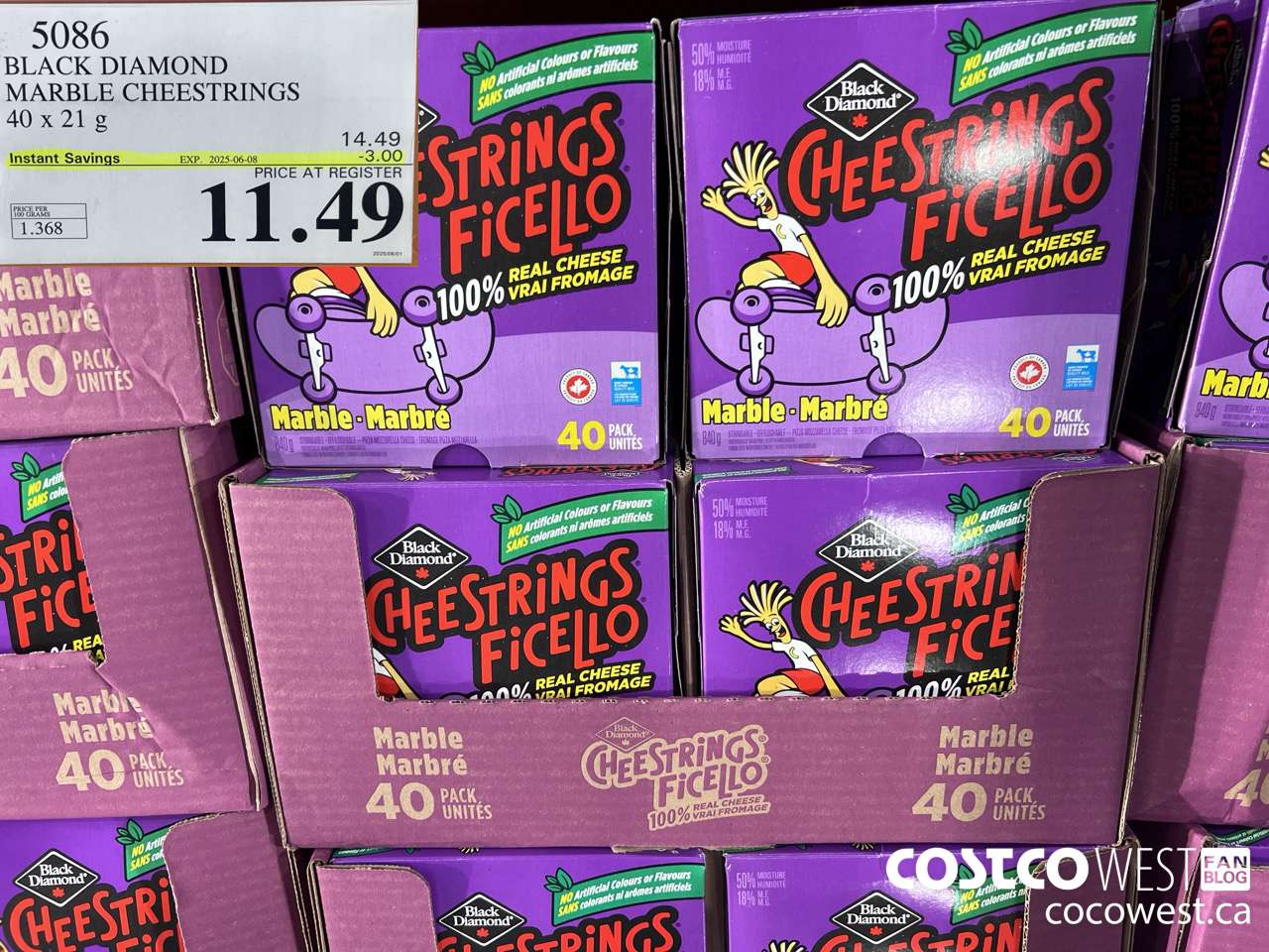 5086 BLACK DIAMOND MARBLE CHEESESTRINGS 40 x 21 g ($3.00 INSTANT SAVINGS EXPIRES ON 2025-06-08) $11.49