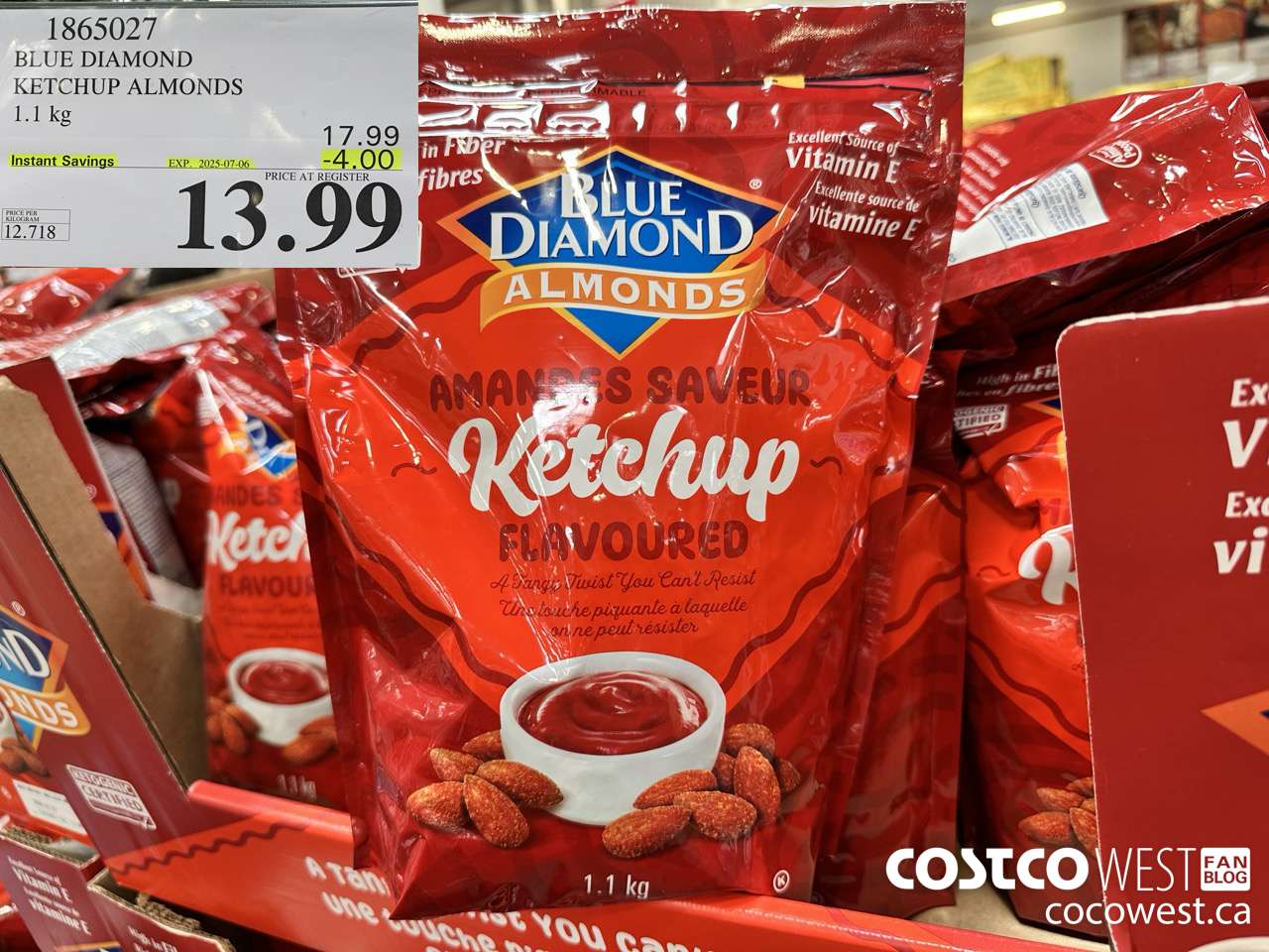 1865027 BLUE DIAMOND KETCHUP ALMONDS 1.1KG ($4.00 INSTANT SAVINGS EXPIRES ON 2025-07-06) $13.99