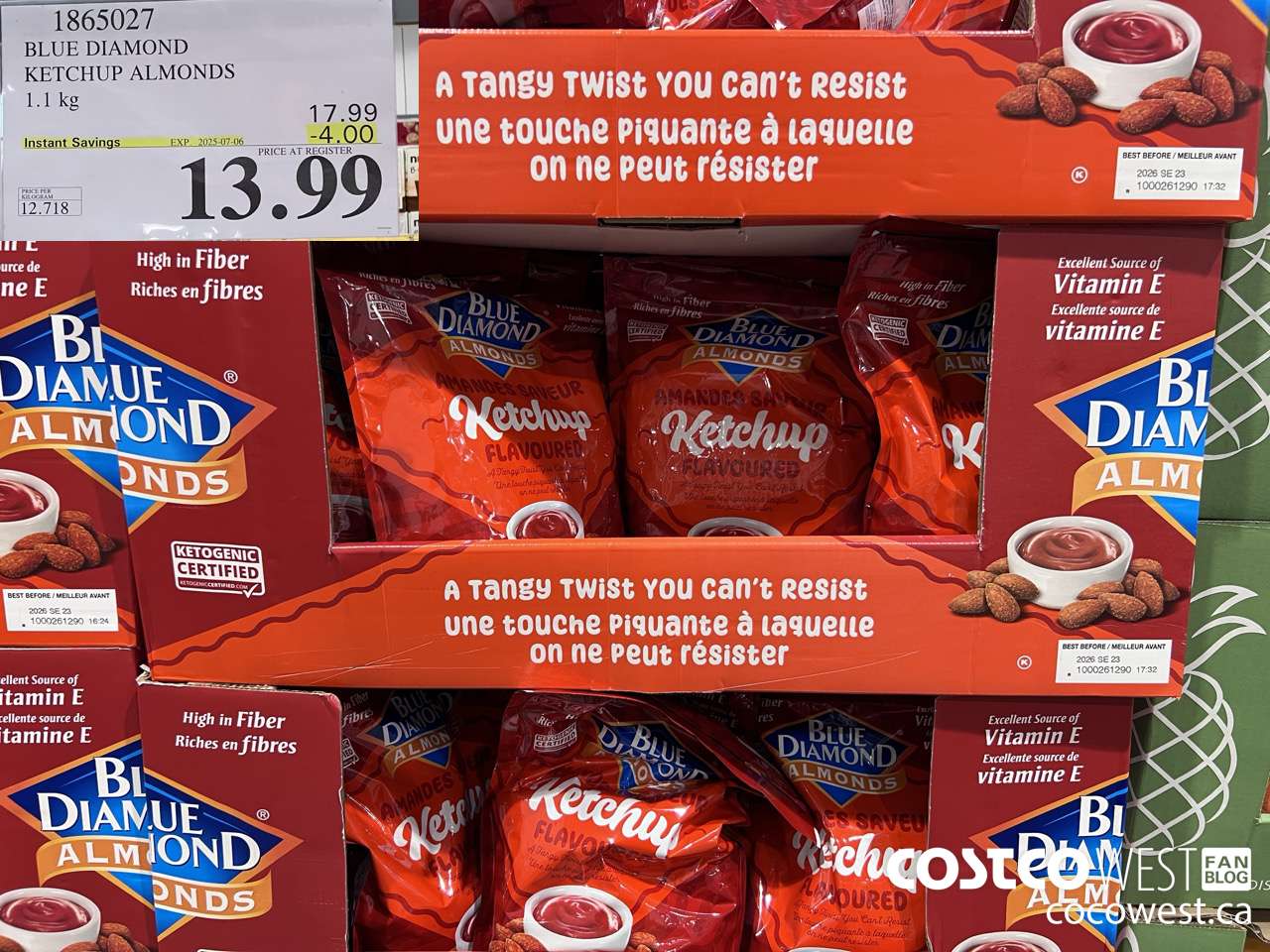 1865027 BLUE DIAMOND KETCHUP ALMONDS 1.1KG ($4.00 INSTANT SAVINGS EXPIRES ON 2025-07-06) $13.99