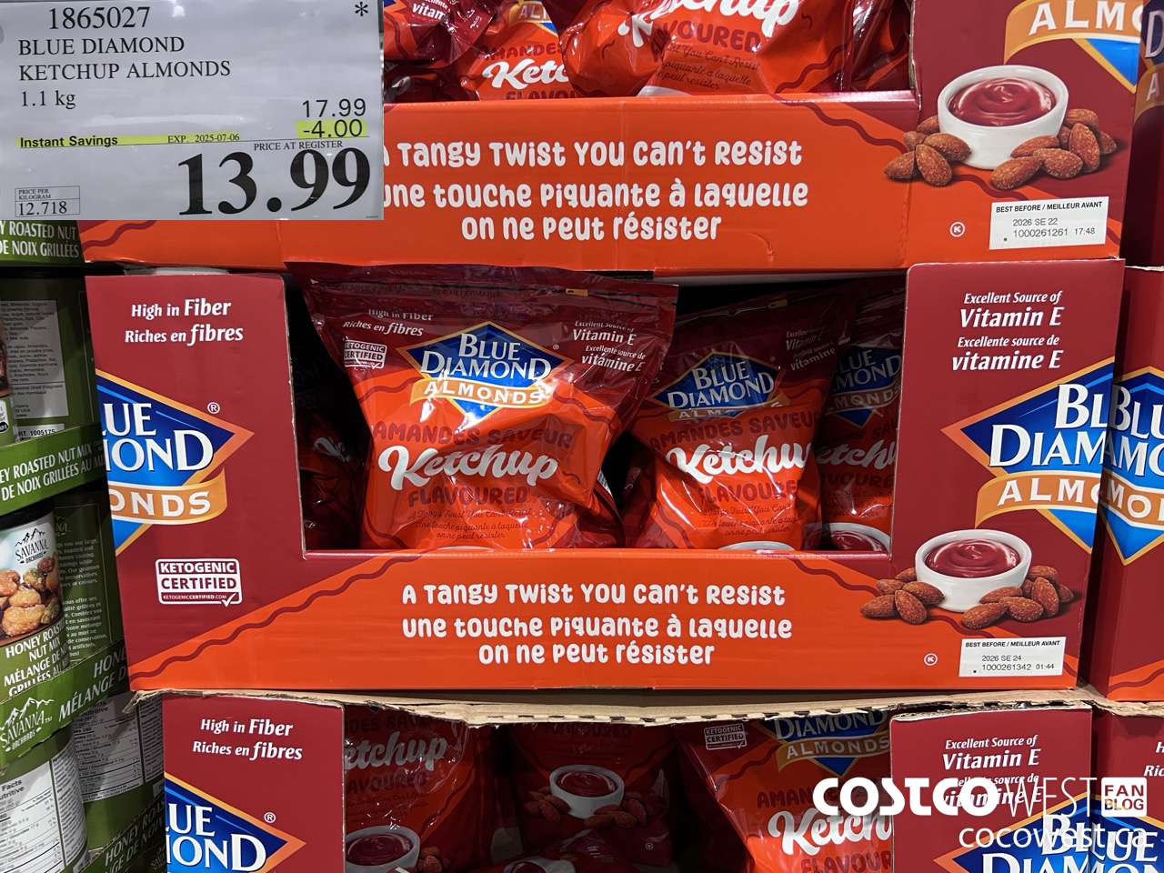 1865027 BLUE DIAMOND KETCHUP ALMONDS 1.1KG ($4.00 INSTANT SAVINGS EXPIRES ON 2025-07-06) $13.99