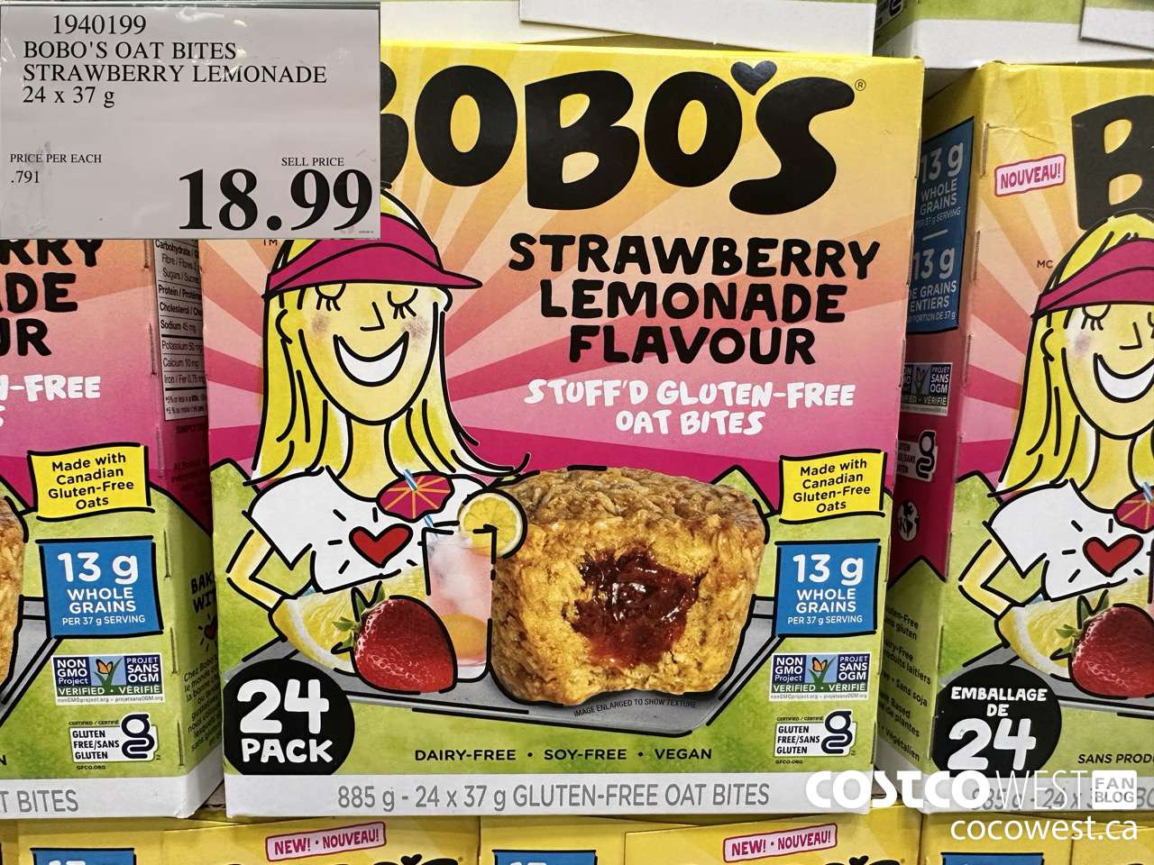 1940199 BOBO'S OAT BITES STRAWBERRY LEMONADE 24 X 37G $18.99