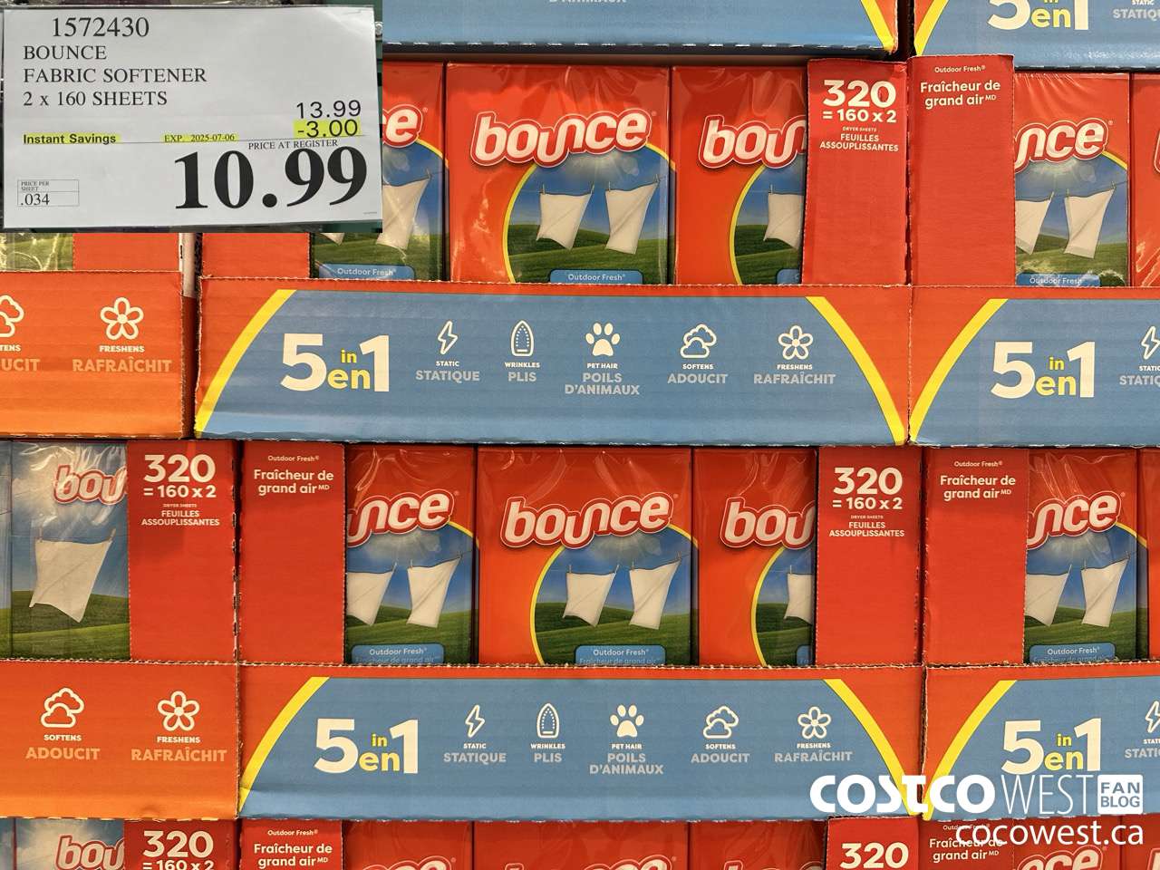 1572430 BOUNCE FABRIC SOFTENER 2 X 160 SHEETS ($3.00 INSTANT SAVINGS EXPIRES ON 2025-07-06) $10.99