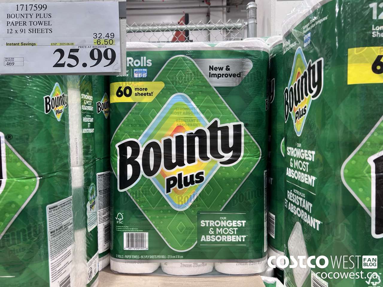 1717599 BOUNTY PLUS PAPER TOWEL 12 X 91 SHEETS ($6.50 INSTANT SAVINGS EXPIRES ON 2025-06-08) $25.99