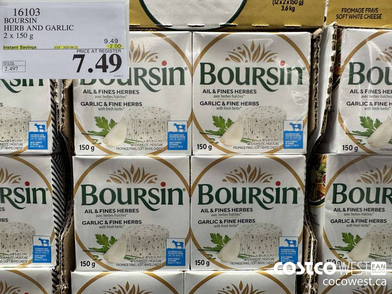 16103 BOURSIN HERB AND GARLIC 2 x 150 g ($2.00 INSTANT SAVINGS EXPIRES ON 2025-06-22) $7.49