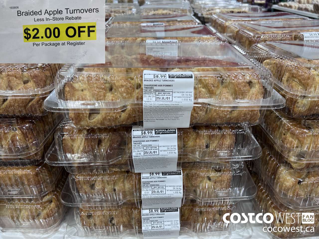 193806 BRAIDED APPLE TURNOVERS 1.050kg ($2.00 INSTANT SAVINGS)