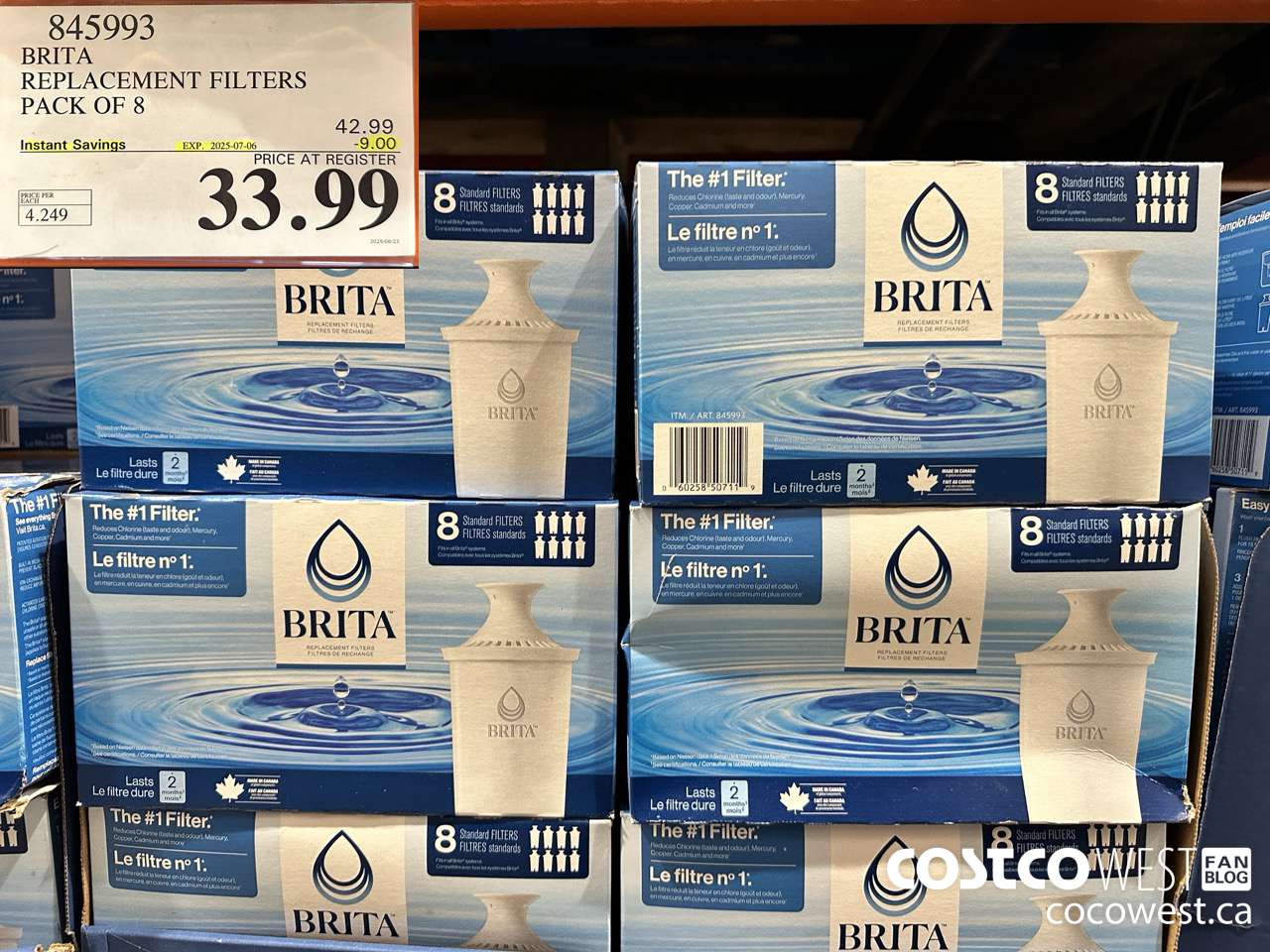 845993 BRITA REPLACEMENT FILTERS PACK OF 8 ($9.00 INSTANT SAVINGS EXPIRES ON 2025-07-06) $33.99