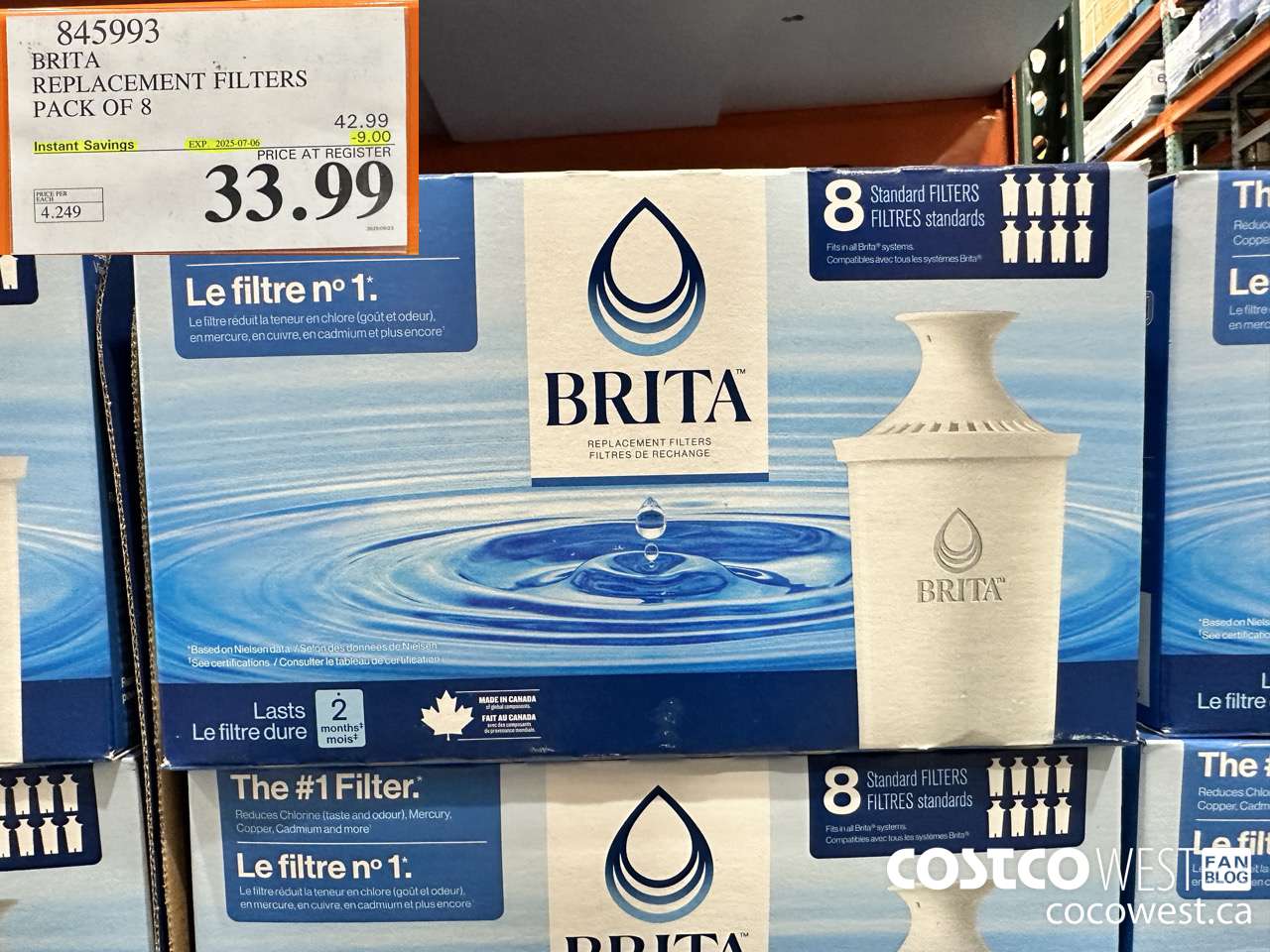 845993 BRITA REPLACEMENT FILTERS PACK OF 8 ($9.00 INSTANT SAVINGS EXPIRES ON 2025-07-06) $33.99