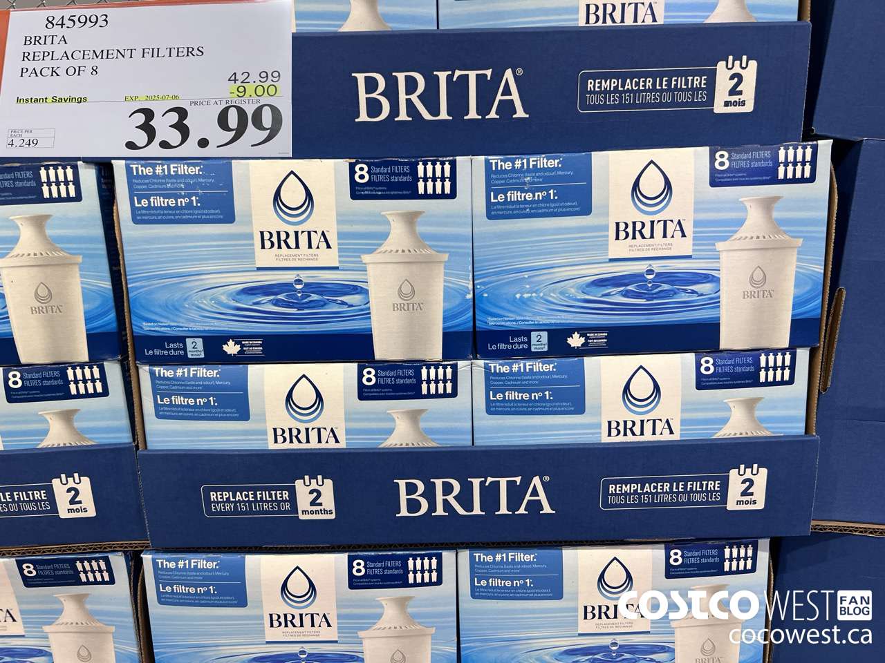 845993 BRITA REPLACEMENT FILTERS PACK OF 8 ($9.00 INSTANT SAVINGS EXPIRES ON 2025-07-06) $33.99