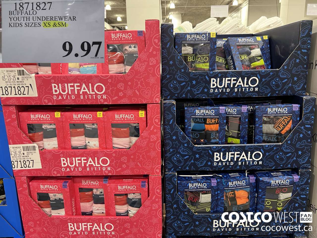 1871827 BUFFALO YOUTH UNDERWEAR KIDS SIZES XS & SM $9.97