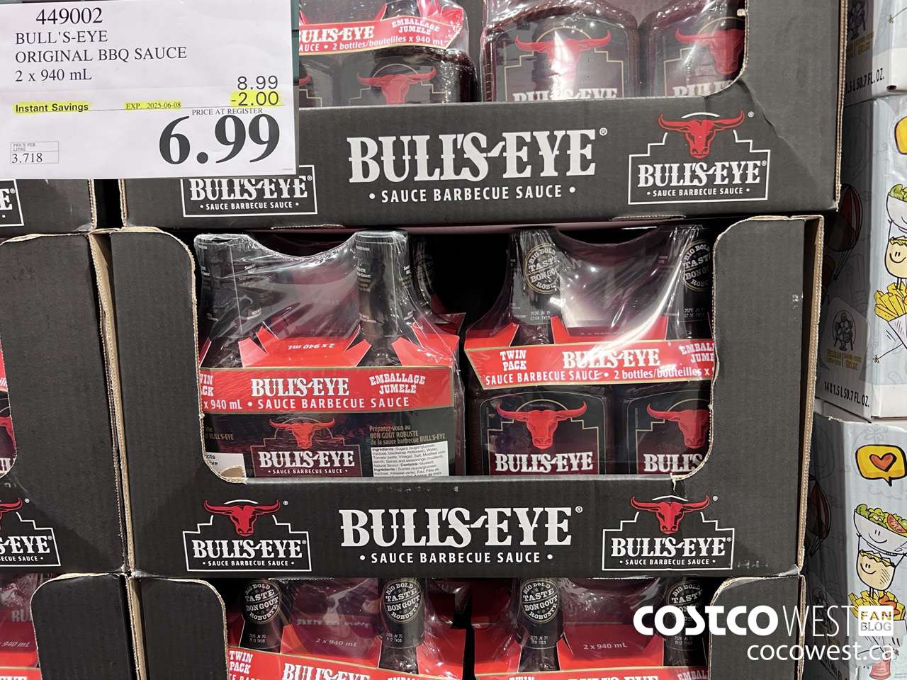 449002 BULLSEYE ORIGINAL BARBECUE SAUCE 2 X 940ML ($2.00 INSTANT SAVINGS EXPIRES ON 2025-06-08) $6.99