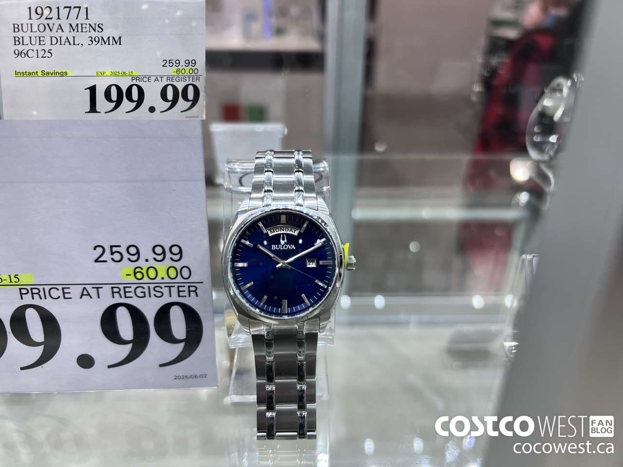 1921771 BULOVA MENS BLUE DIAL, 39MM 96C125 ($60.00 INSTANT SAVINGS EXPIRES ON 2025-06-15) $199.99