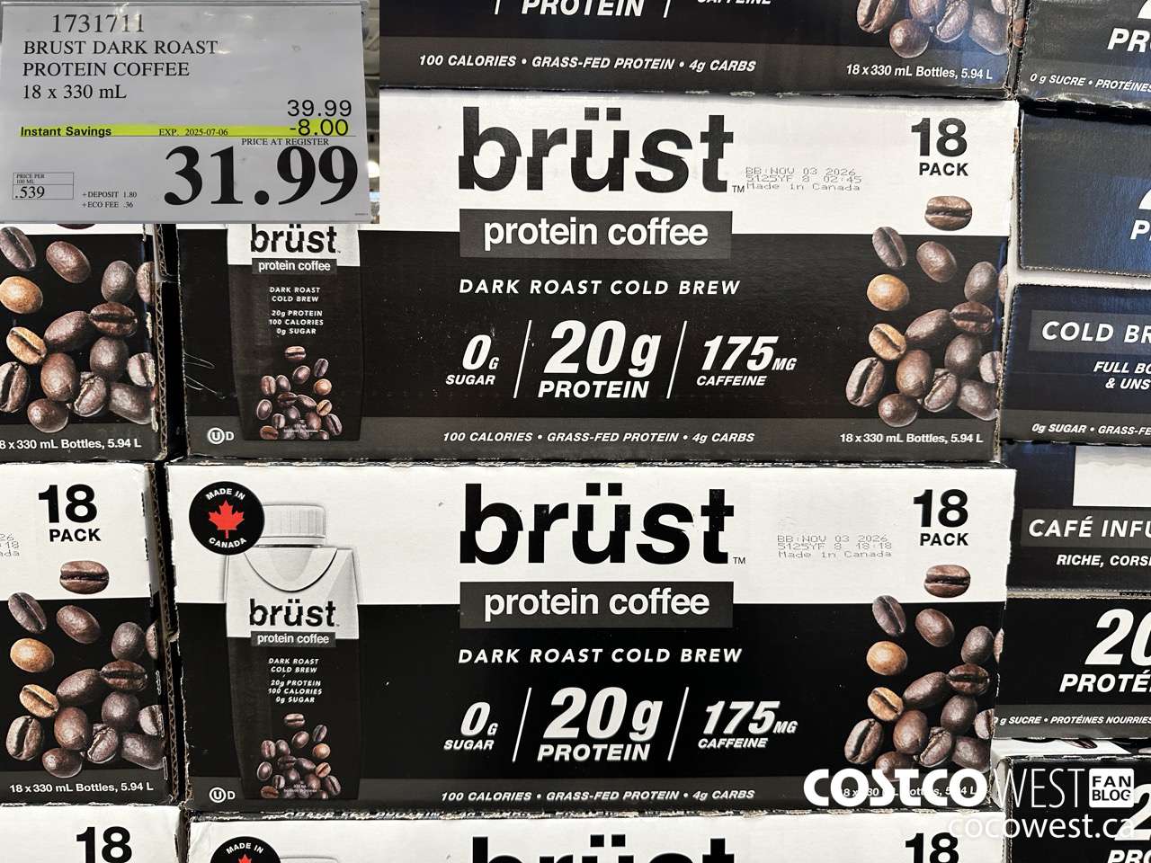 1731711 BURST DARK ROAST PROTEIN COFFEE 18 X 330ML ($8.00 INSTANT SAVINGS EXPIRES ON 2025-07-06) $31.99