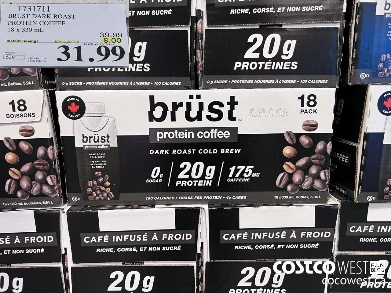 1731711 BURST DARK ROAST PROTEIN COFFEE 18 X 330ML ($8.00 INSTANT SAVINGS EXPIRES ON 2025-07-06) $31.99