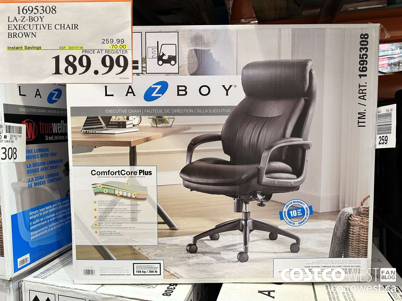 1695308 CALIZ LA-Z-BOY EXECUTIVE CHAIR BROWN ($70.00 INSTANT SAVINGS EXPIRES ON 2025-07-06) $189.99