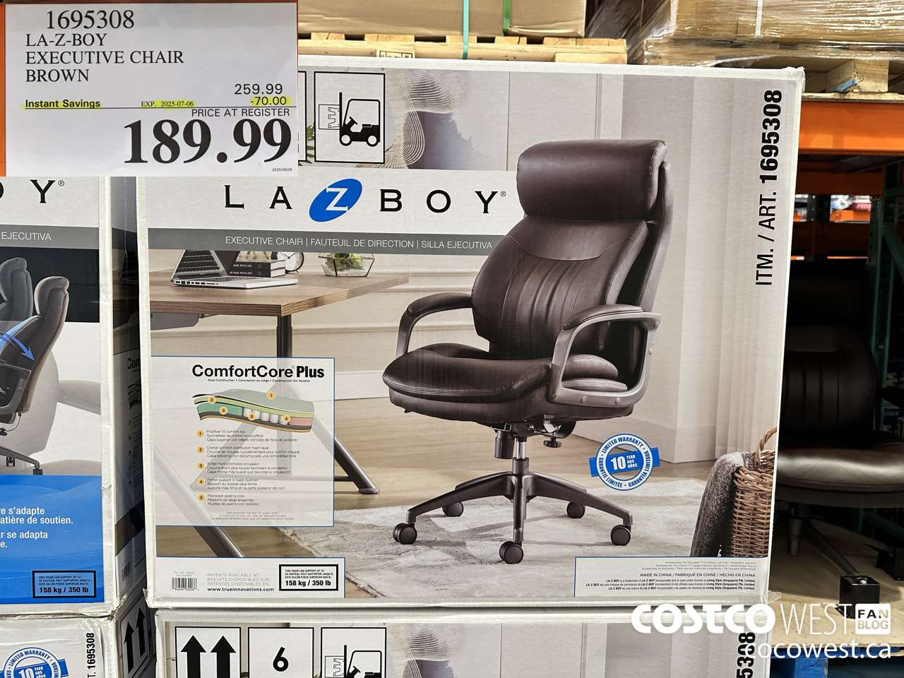 1695308 CALIZ LA-Z-BOY EXECUTIVE CHAIR BROWN ($70.00 INSTANT SAVINGS EXPIRES ON 2025-07-06) $189.99