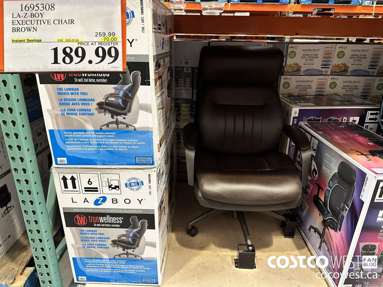 1695308 CALIZ LA-Z-BOY EXECUTIVE CHAIR BROWN ($70.00 INSTANT SAVINGS EXPIRES ON 2025-07-06) $189.99