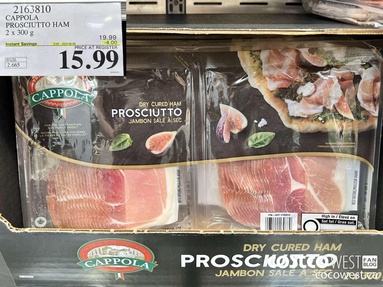 2163810 CAPPOLA PROSCIUTTO HAM 2 X 300 G ($4.00 INSTANT SAVINGS EXPIRES ON 2025-06-08) $15.99