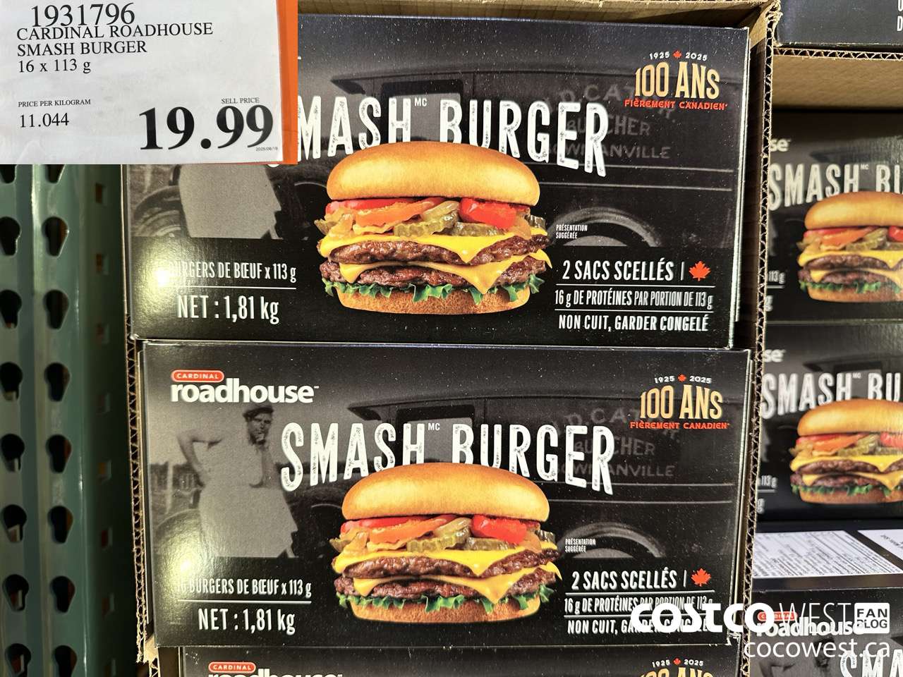 1931796 CARDINAL ROADHOUSE SMASH BURGER 16 X 113G $19.99