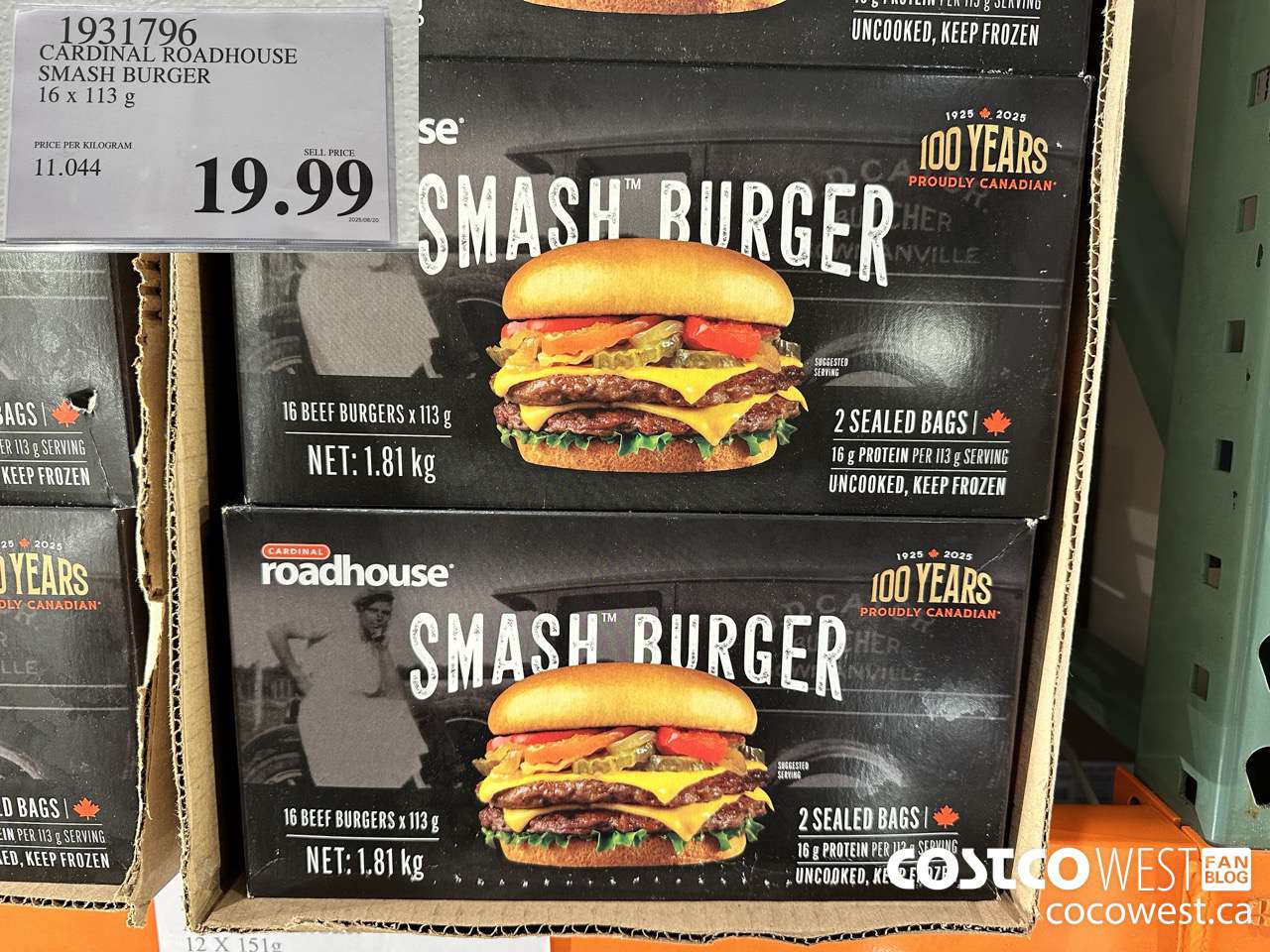 1931796 CARDINAL ROADHOUSE SMASH BURGER 16 X 113G $19.99