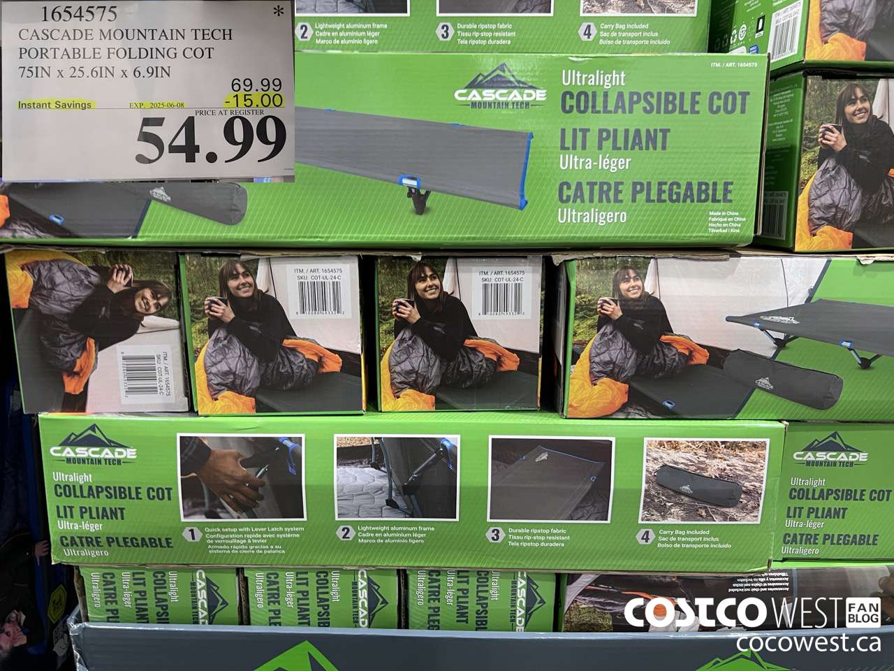 1654575 CASCADE MOUNTAIN TECH PORTABLE FOLDING COT ($15.00 INSTANT SAVINGS EXPIRES ON 2025-06-08) $54.99