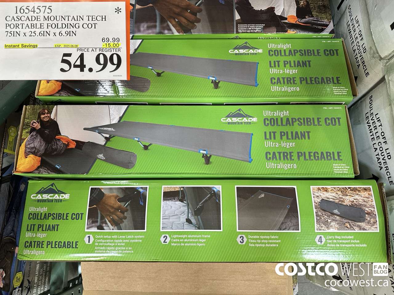 1654575 CASCADE MOUNTAIN TECH PORTABLE FOLDING COT ($15.00 INSTANT SAVINGS EXPIRES ON 2025-06-08) $54.99