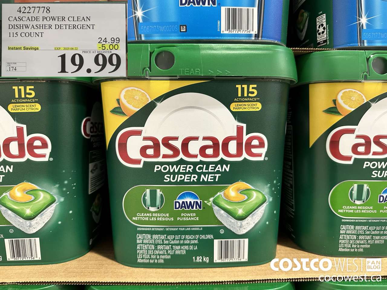 4227778 CASCADE POWER CLEAN DISHWASHER DETERGENT 115 COUNT ($5.00 INSTANT SAVINGS EXPIRES ON 2025-06-22) $19.99