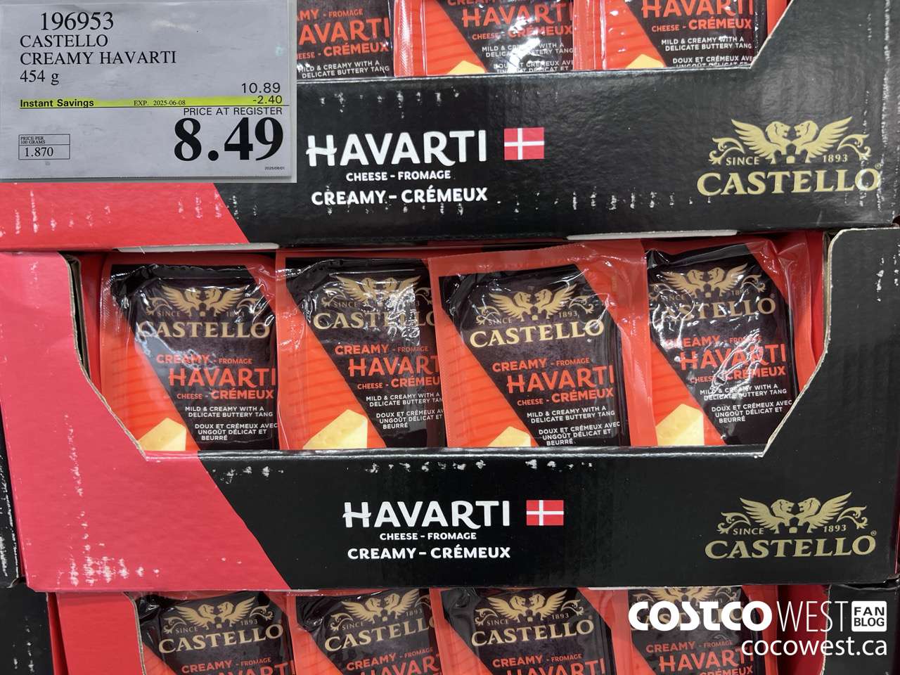 196953 CASTELLO CREAMY HAVARTI 454 g ($2.40 INSTANT SAVINGS EXPIRES ON 2025-06-08) $8.49