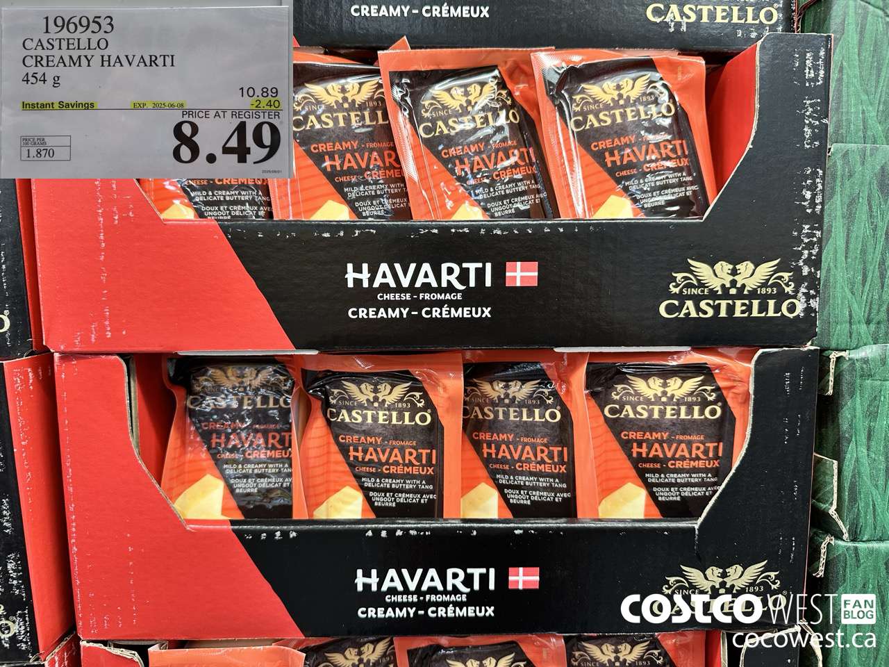 196953 CASTELLO CREAMY HAVARTI 454 g ($2.40 INSTANT SAVINGS EXPIRES ON 2025-06-08) $8.49