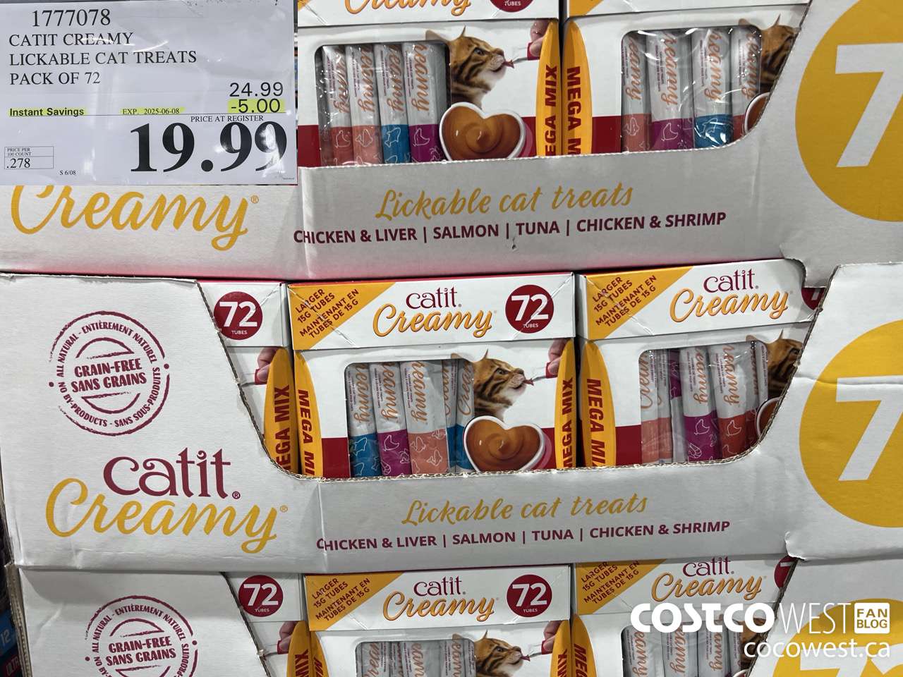 1777078 CATIT CREAMY LICKABLE CAT TREATS PACK OF 72 ($5.00 INSTANT SAVINGS EXPIRES ON 2025-06-08) $19.99