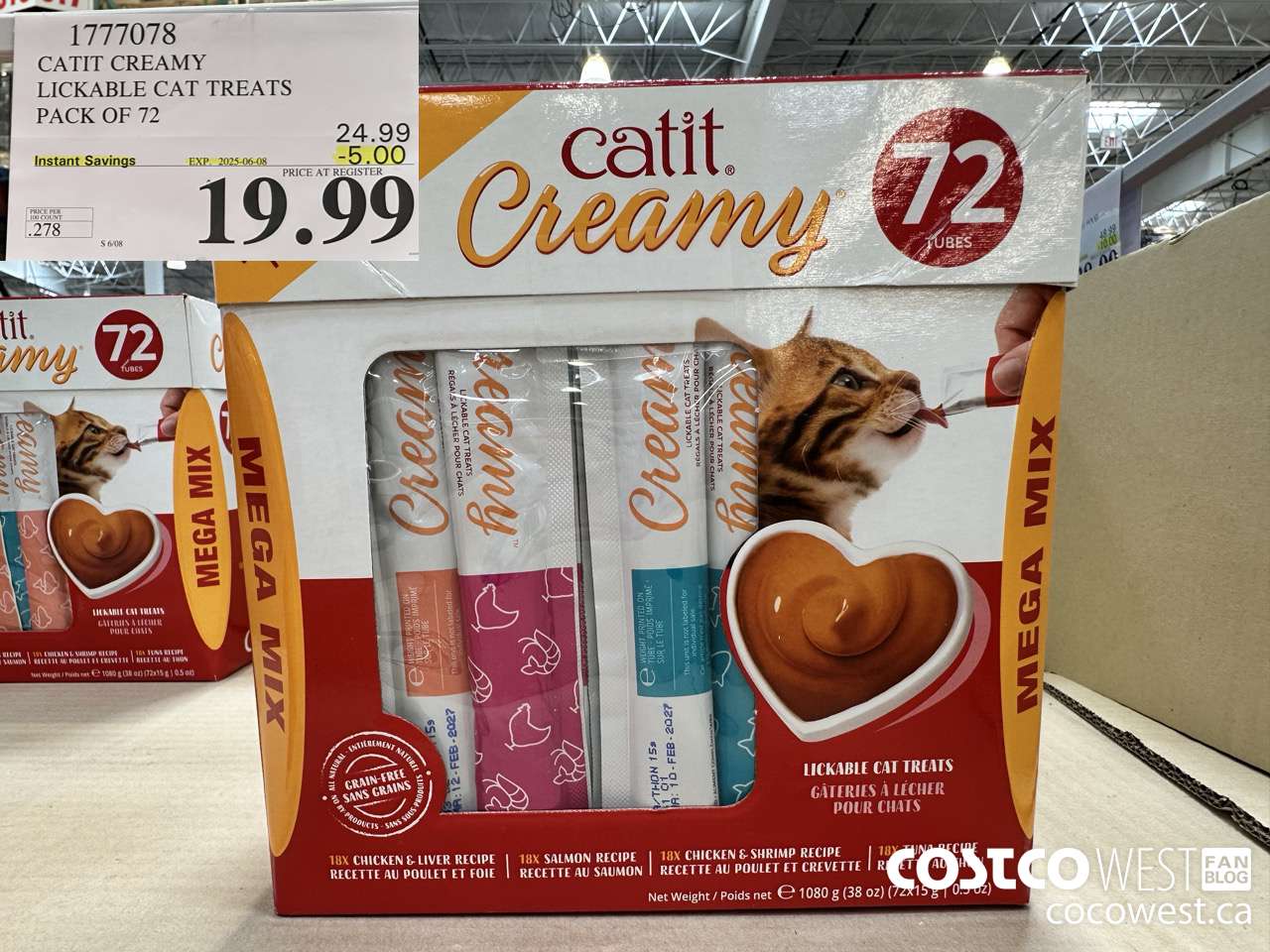 1777078 CATIT CREAMY LICKABLE CAT TREATS PACK OF 72 ($5.00 INSTANT SAVINGS EXPIRES ON 2025-06-08) $19.99