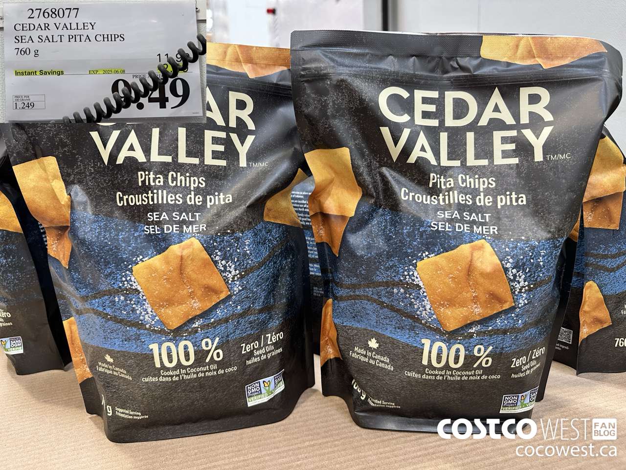 2768077 CEDAR VALLEY SEA SALT PITA CHIPS 760G ($2.50 INSTANT SAVINGS EXPIRES ON 2025-06-08) $9.49