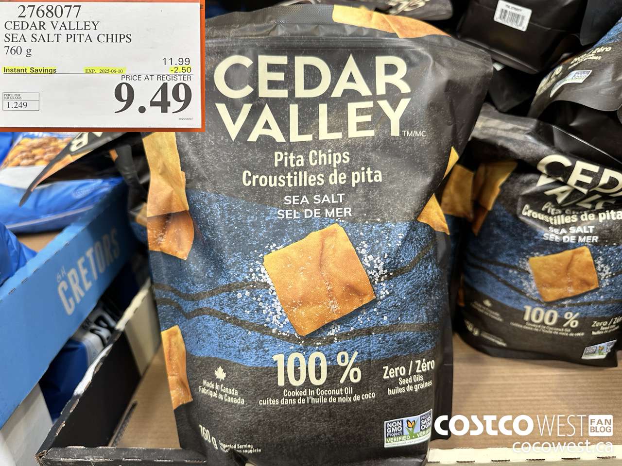 2768077 CEDAR VALLEY SEA SALT PITA CHIPS 760G ($2.50 INSTANT SAVINGS EXPIRES ON 2025-06-10) $9.49