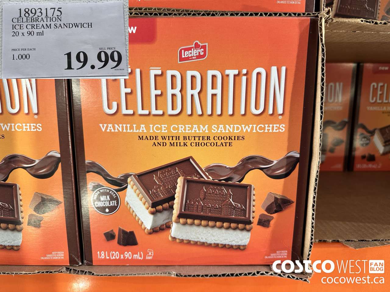 1893175 CELEBRATION ICE CREAM SANDWICH 20 X 90ML $19.99