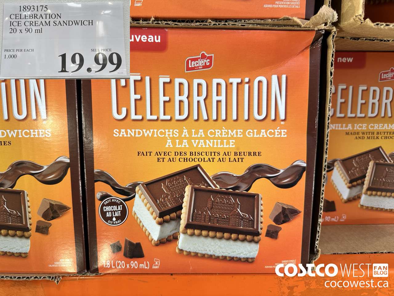 1893175 CELEBRATION ICE CREAM SANDWICH 20 X 90ML $19.99