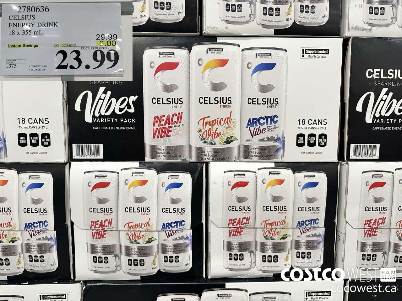2780636 CELSIUS ENERGY DRINK 18 X 355ML ($6.00 INSTANT SAVINGS EXPIRES ON 2025-06-22) $23.99