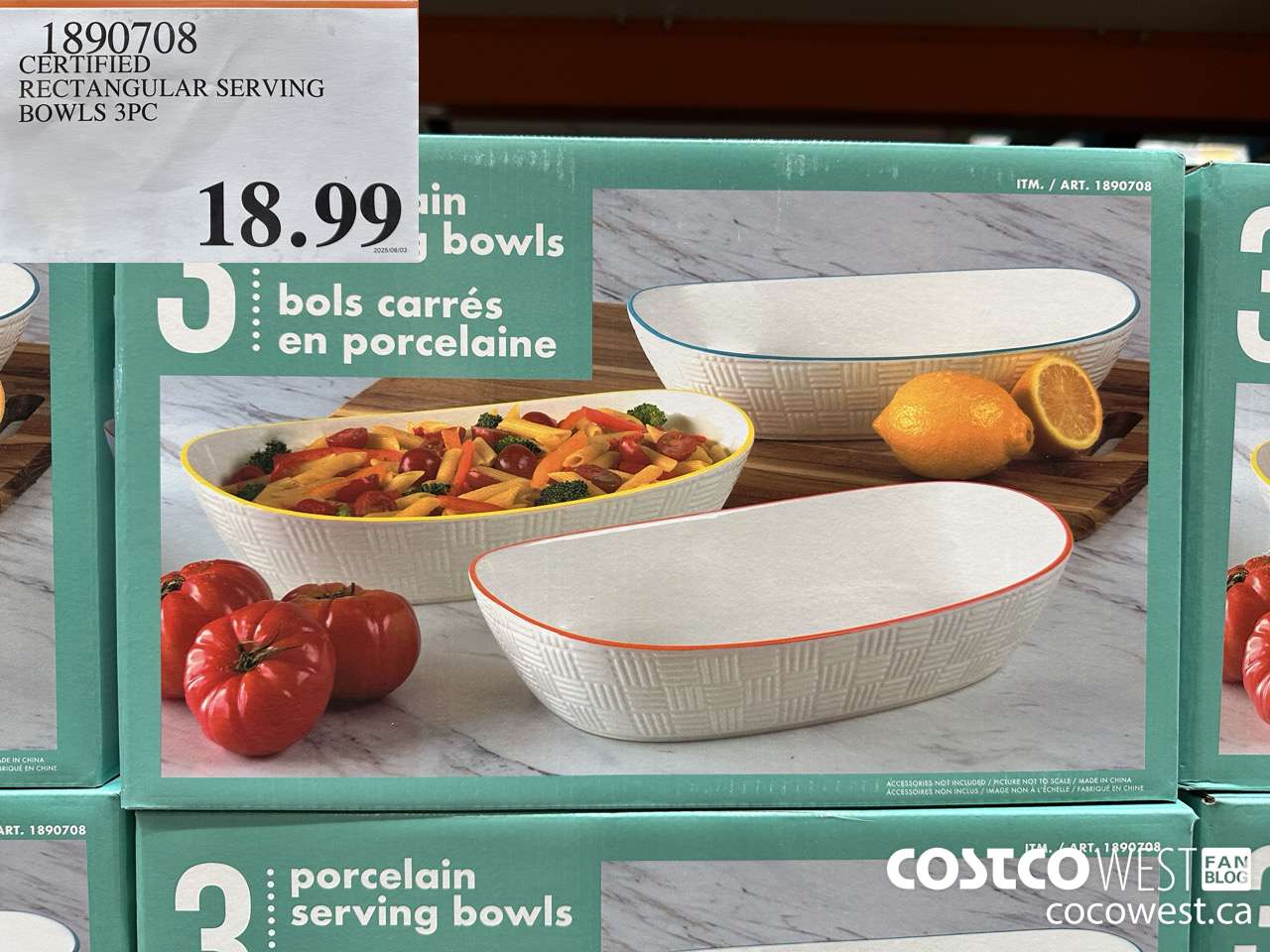 1890708 CERTIFIED RECTANGULAR SERVING BOWLS 3PC $18.99