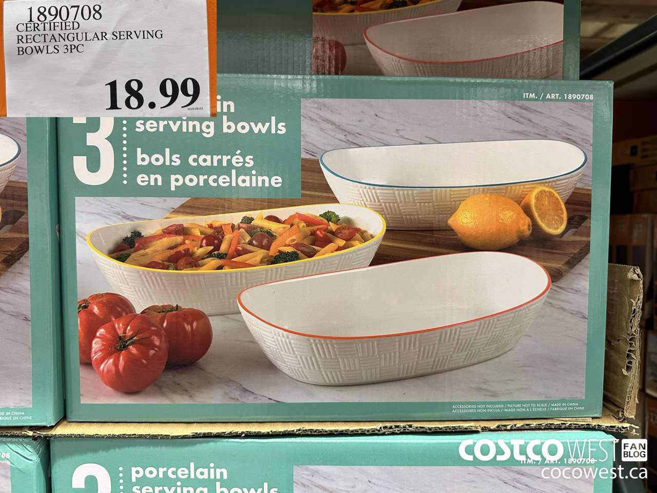 1890708 CERTIFIED RECTANGULAR SERVING BOWLS 3PC $18.99