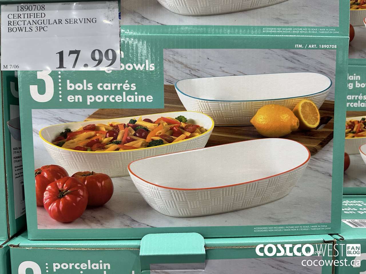 1890708 CERTIFIED RECTANGULAR SERVING BOWLS 3PC $17.99