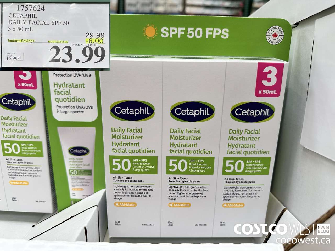 1757624 CETAPHIL DAILY FACIAL SPF 50 3 X 50ML ($6.00 INSTANT SAVINGS EXPIRES ON 2025-06-22) $23.99