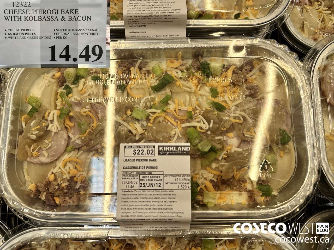 12322 CHEESE PIEROGI BAKE WITH KOLBASSA & BACON $14.49