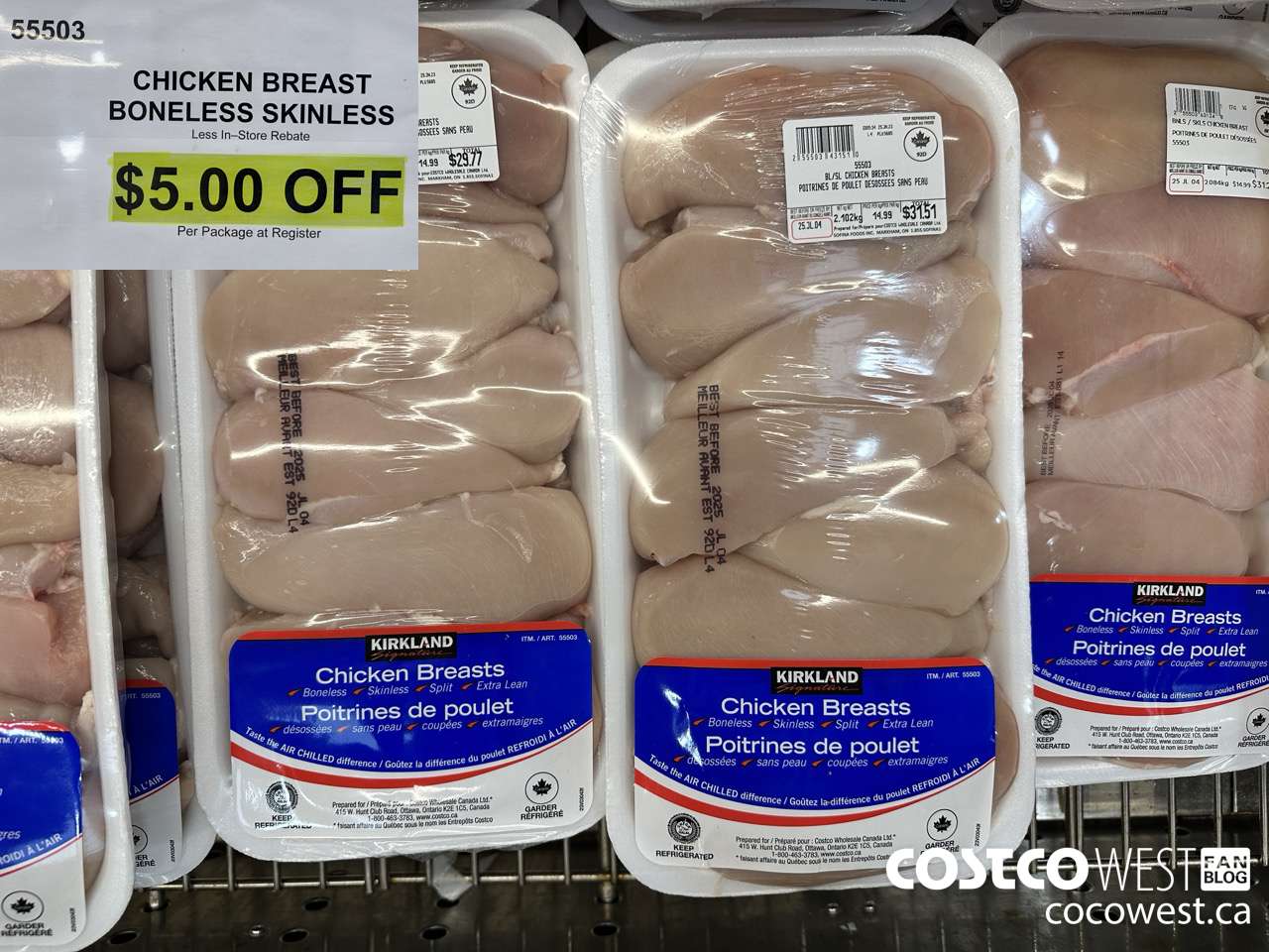 55503 CHICKEN BREASTS BONELESS SKINLESS ($5.00 INSTANT SAVINGS)
