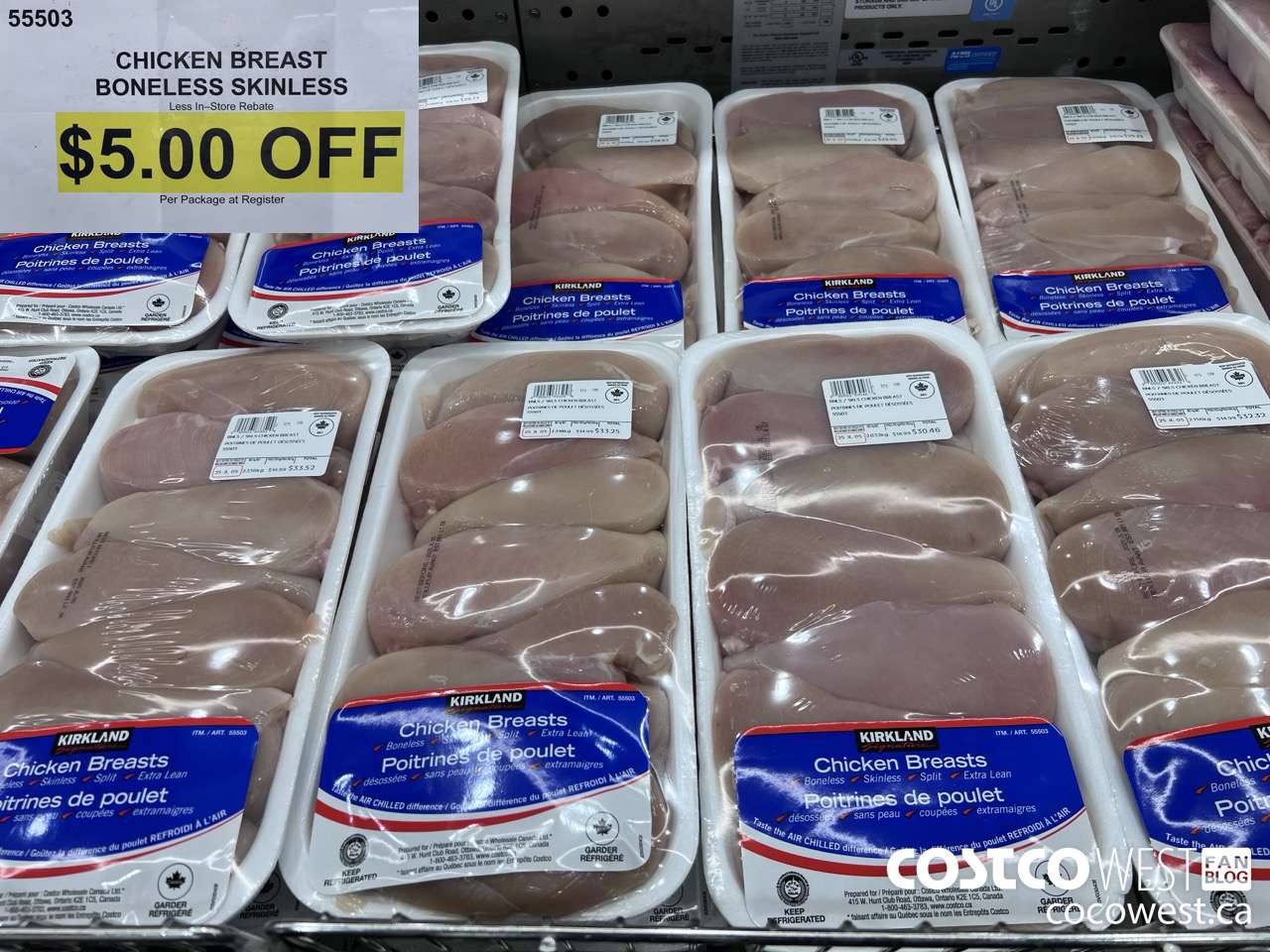 55503 CHICKEN BREASTS BONELESS SKINLESS ($5.00 INSTANT SAVINGS)