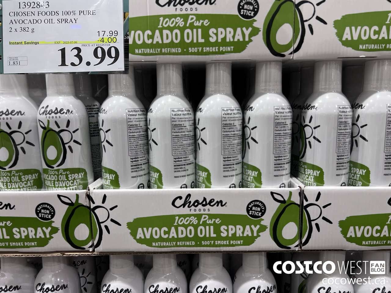 1392843 CHOSEN FOODS 100% PURE AVOCADO OIL SPRAY 2 x 382 g ($4.00 INSTANT SAVINGS EXPIRES ON 2025-07-06) $13.99