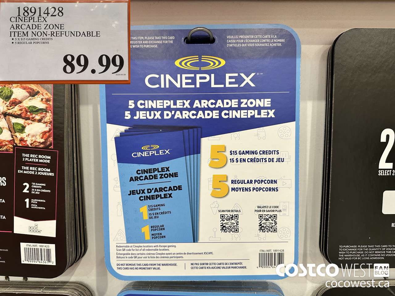 1891428 CINEPLEX ARCADE ZONE ITEM IS NON-REFUNDABLE $89.99