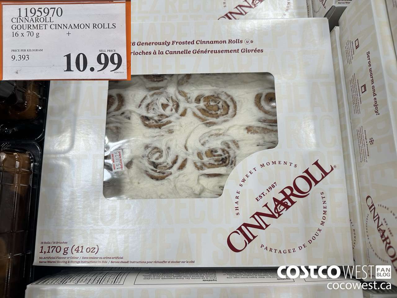 1195970 CINNAROLL GOURMET CINNAMON BUNS 25% MORE ICING 16 X 70G $10.99