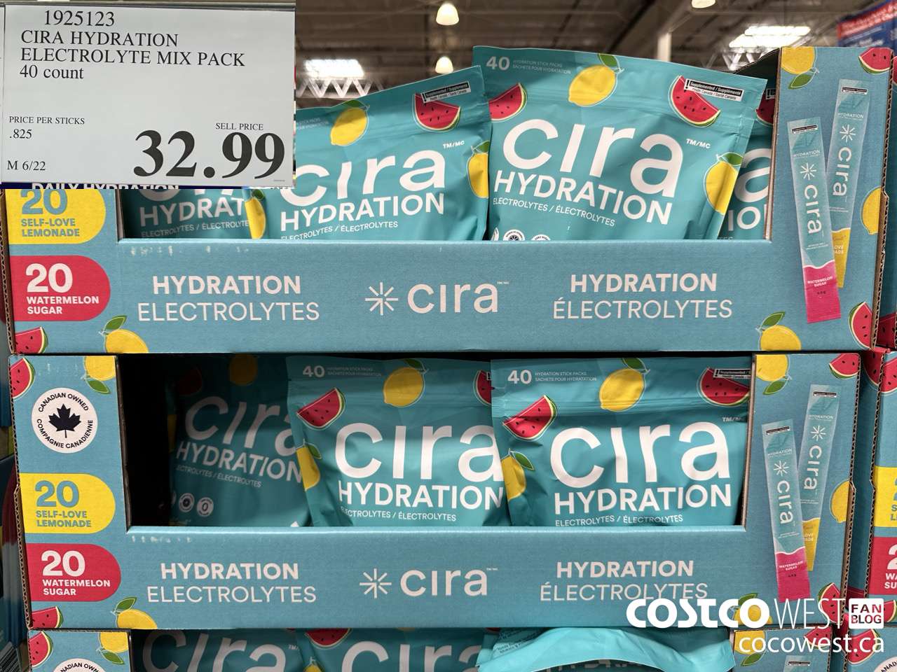 1925123 CIRA HYDRATION ELECTROLYTE MIX PACK 40 COUNT $32.99