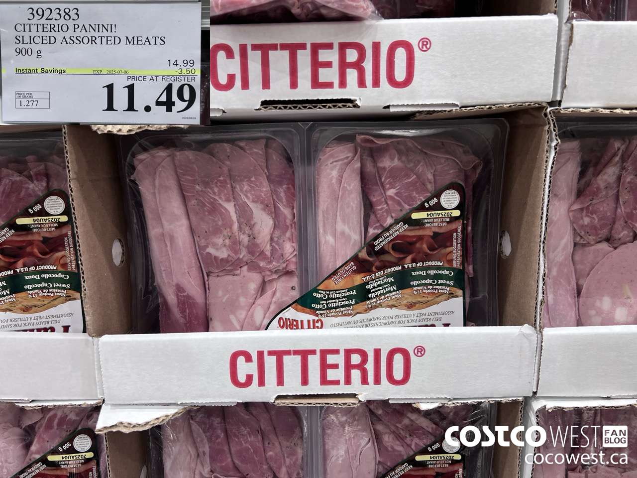 392383 CITTERIO PANINI! SLICED ASSORTED MEATS 900 g ($3.50 INSTANT SAVINGS EXPIRES ON 2025-07-06) $11.49
